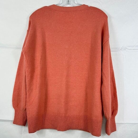 Loft Coral V-Neck Button Henley Sweater, Size Small - Picture 2 of 4